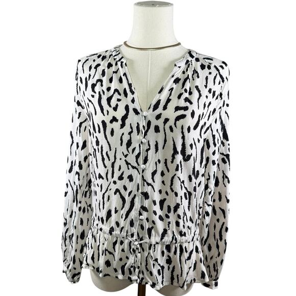 Rails Women's Animal Print Button Down Blouse Cinched Waist Work Wear | Small - Picture 2 of 10
